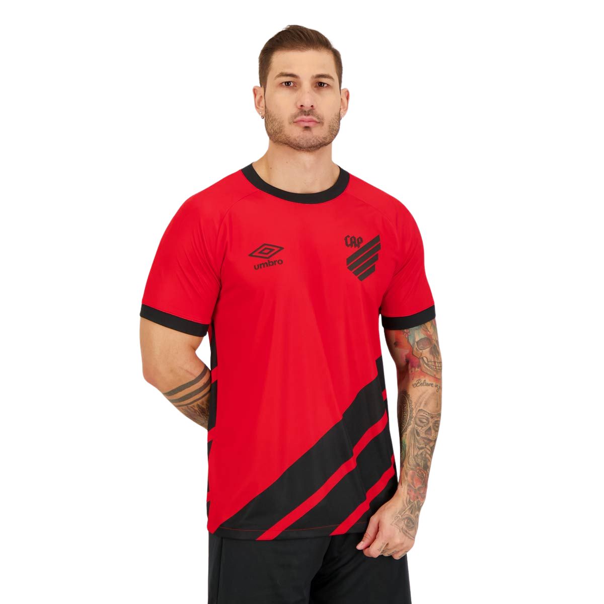 Camisa Athletico Paranaense I 23/24 - Torcedor Umbro Masculina - Vermelha e Preta