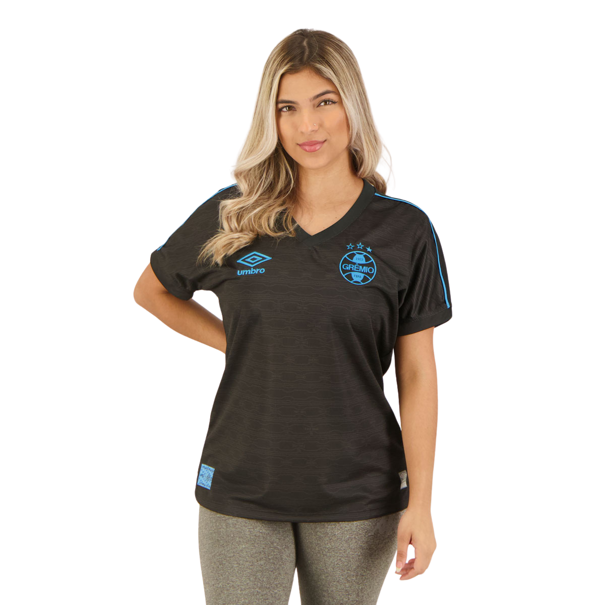 Camisa Feminina Grêmio III 23/24 - Preta e Azul