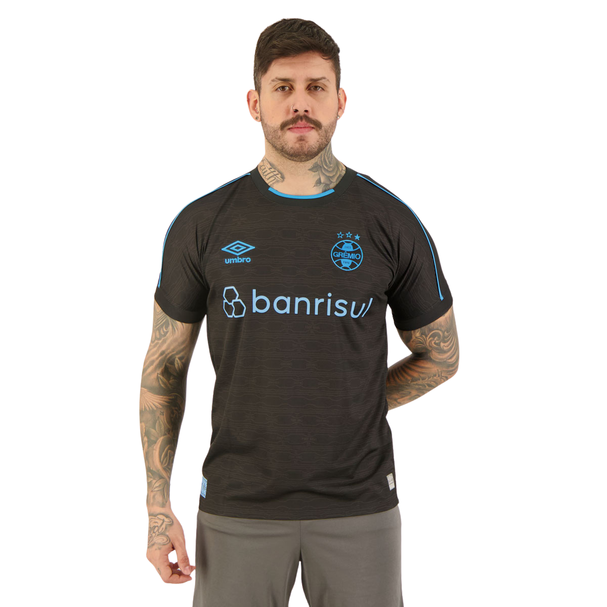 Camisa Grêmio III 23/24 Torcedor Umbro Masculina - Preta e Azul