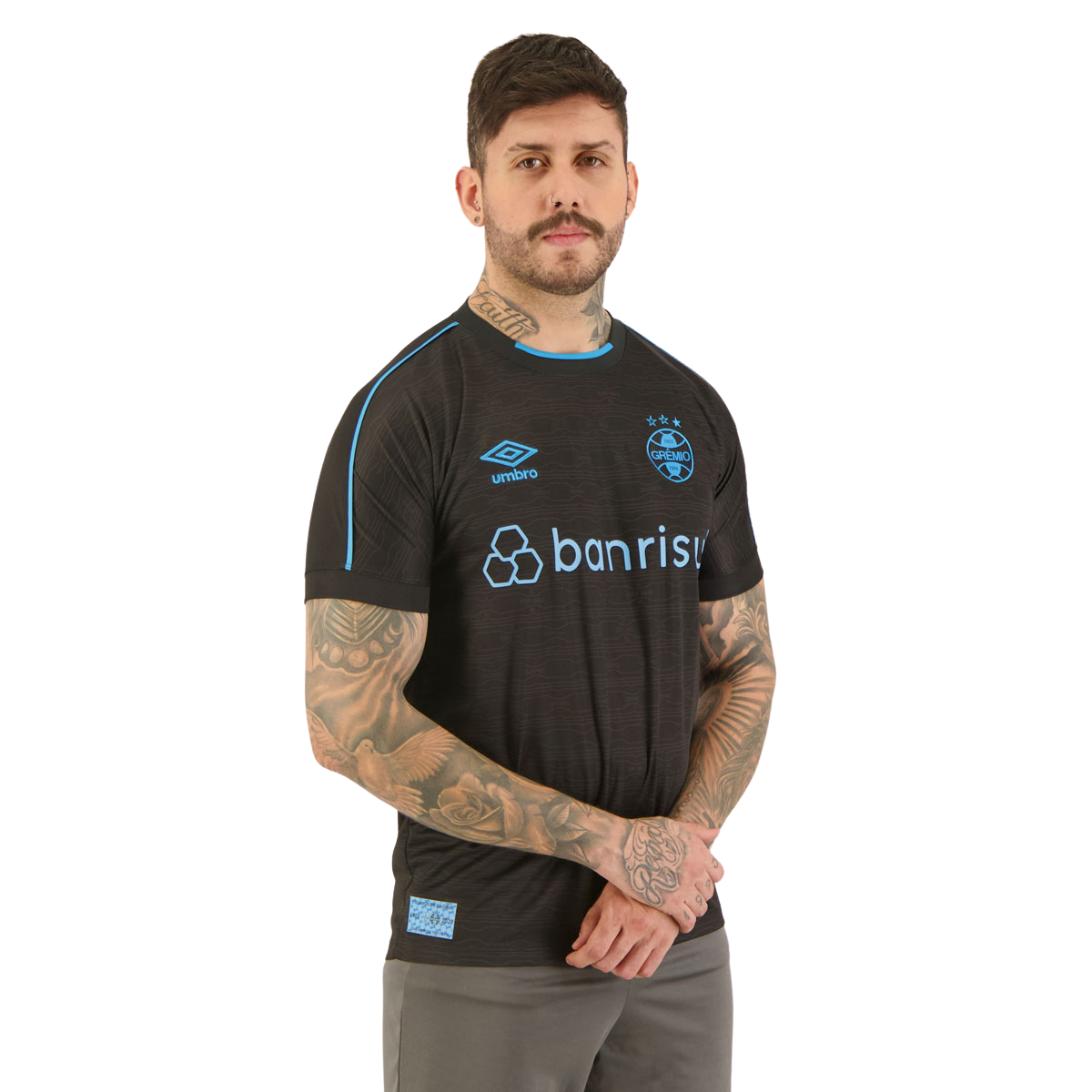 Camisa Grêmio III 23/24 Torcedor Umbro Masculina - Preta e Azul