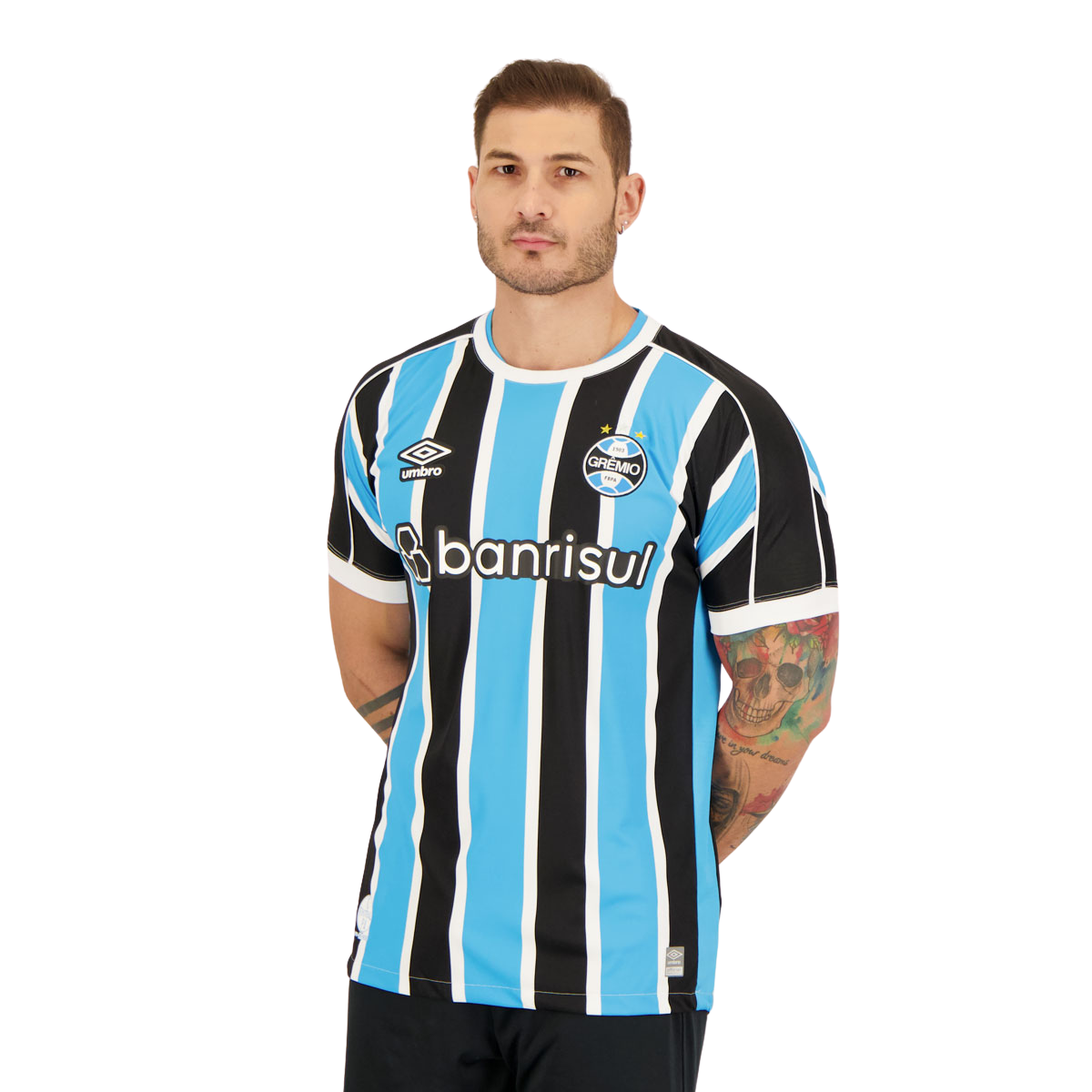 Camisa Grêmio I 23/24 Torcedor Umbro Masculina - Azul e Preta