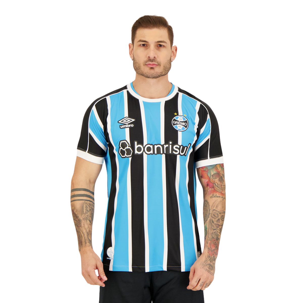 Camisa Grêmio I 23/24 Torcedor Umbro Masculina - Azul e Preta