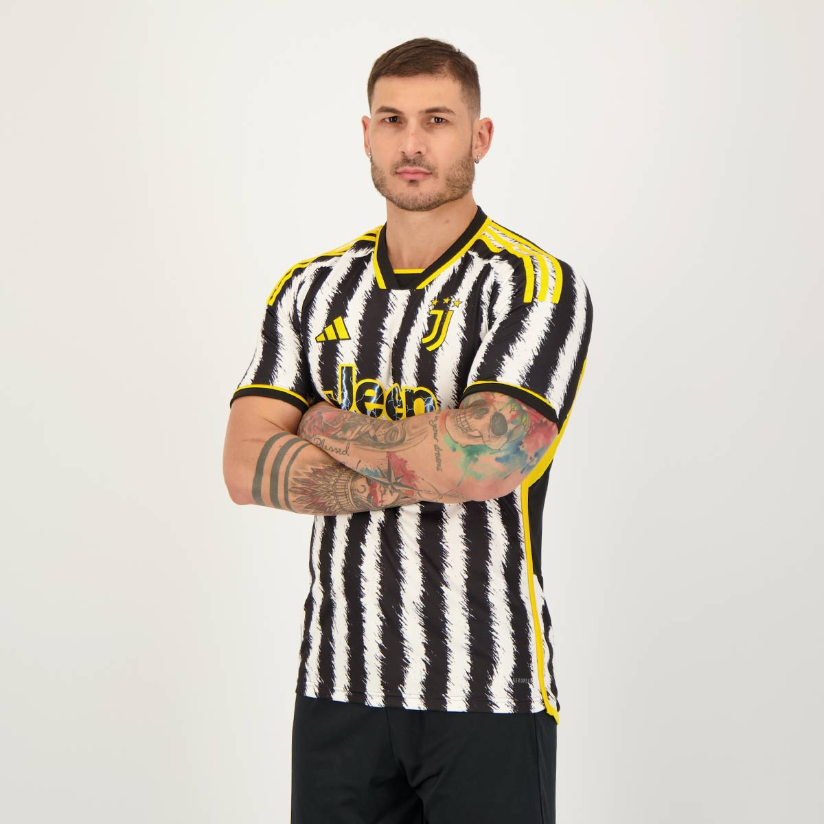 Camisa Juventus I 23/24 Torcedor Adidas Masculina - Preta e Branca