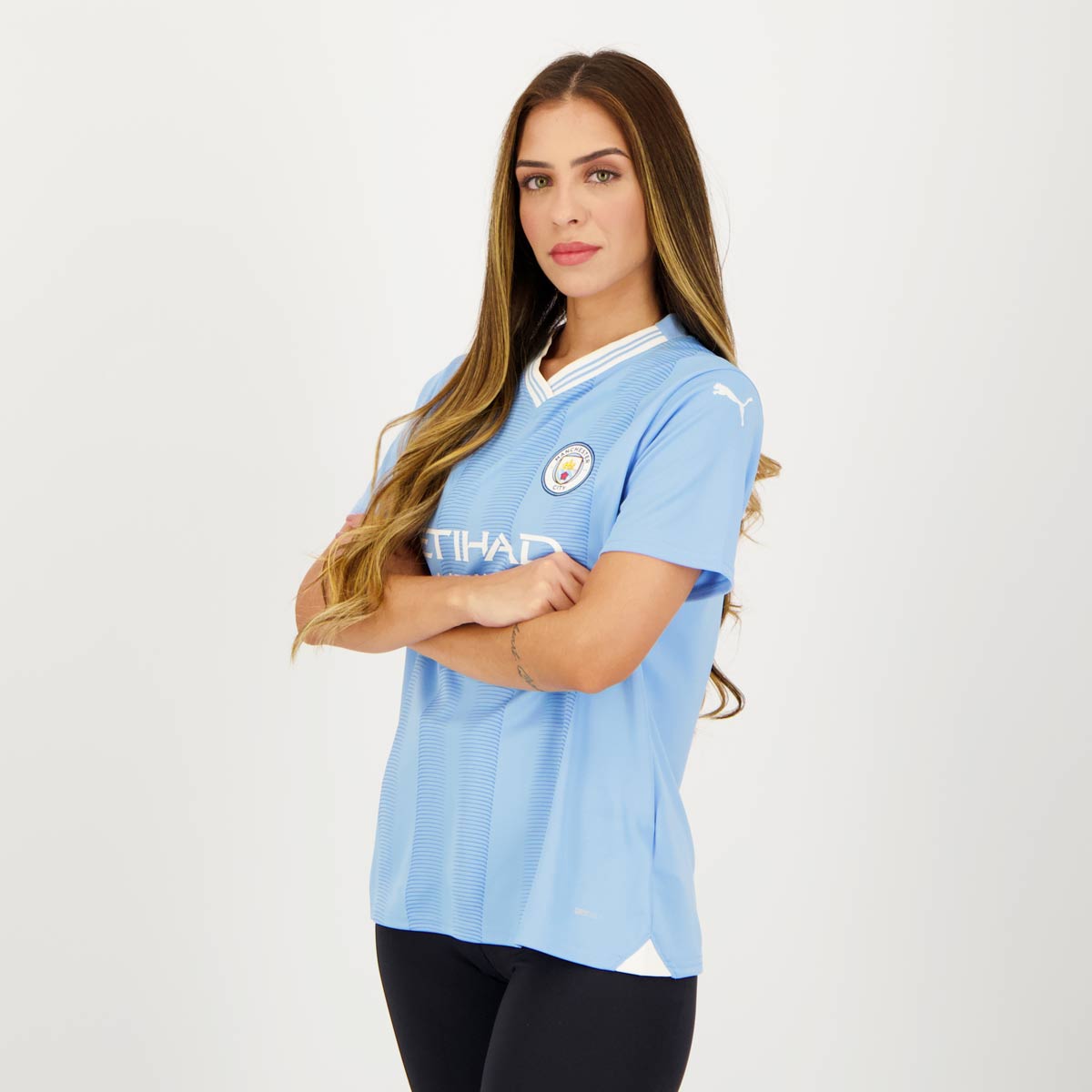 Camisa Feminina Manchester City I 23/24 - Azul