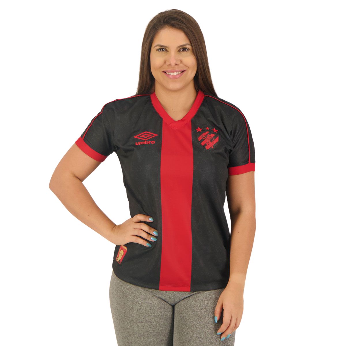 Camisa Feminina Sport Recife III 23/24 - Preta e Vermelha